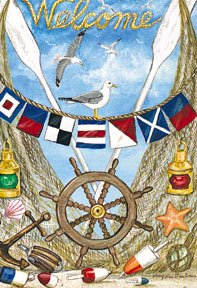 Welcome Nautical Garden Mini Summer Flag