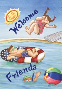 Welcome Pool Party Summer Garden Mini Flag
