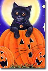 Black Cat Pumpkin Large Halloween Flag