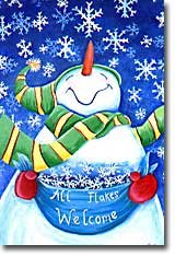 All Flakes Welcome Snowman Christmas Winter Garden Mini Flag