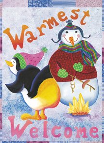Warmest Wishes Penguin Winter Christmas Garden Mini Flag