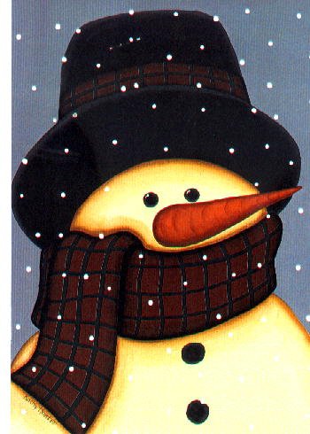 Folk Snowman Winter Christmas Large Flag
