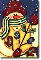 Mitten Tree Snowman Large Flag