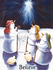 Believe Snowmen Large Winter Christmas Flag