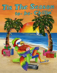 Tis the Season to be Chillin Parrot Jimmy Buffet Large Flag