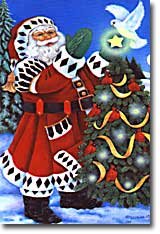 Santa Tree Dove Christmas Winter Large Flag