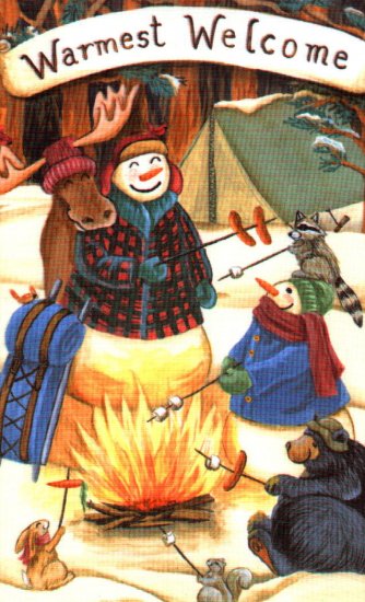 Warm Winter Wishes Snowman Christmas Winter Large Flag