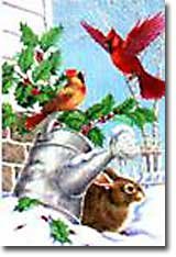 Cardinal Wreath Winter Christmas Large Flag
