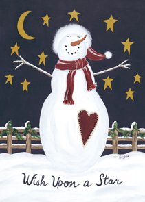 Wish Upon A Star Snowman Primitive Folk Large Flag
