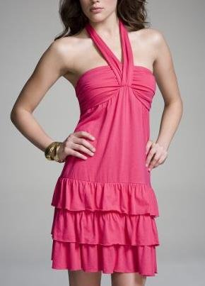 Pink Tiered Halter Dress by Express (Size: S)