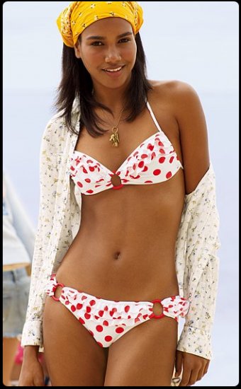 Victoria's Secret PINK Orange Polka Dot Bikini (Size S)