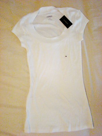 Express Sexy Basics Round Collar Tee in White (Size XS)