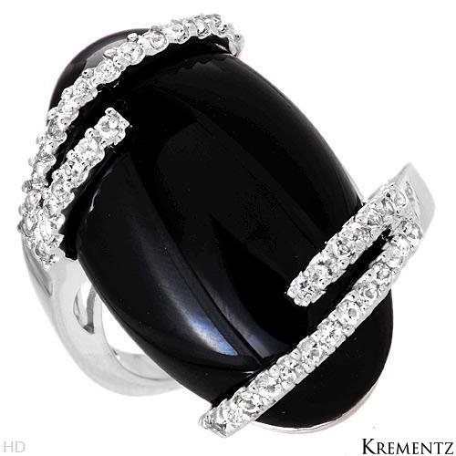 65% OFF - Designer KREMENTZ Genuine Onyx and Topazes Ring