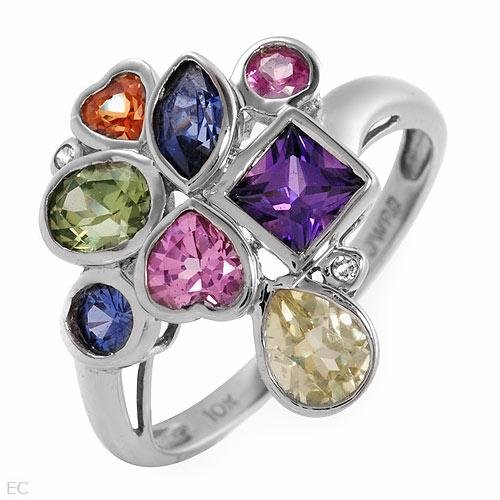 45%OFF - Diamonds and Created Sapphires White Gold Ring