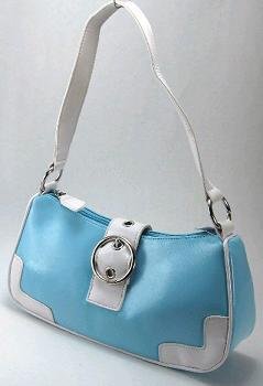 Baby Blue & White Buckle Bag