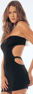 8549 - Slinky dress, strapless, cut out side, 100% nylon, one size fits most.