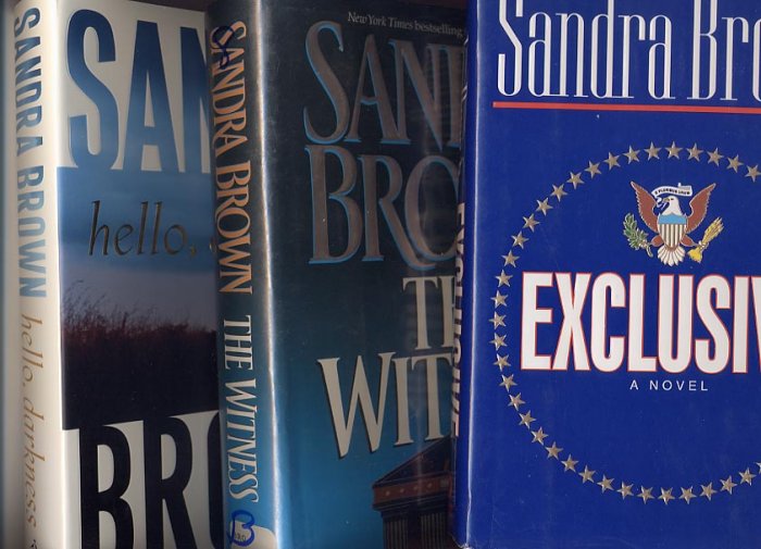 Lot of 3 Sandra Brown - Exclusive, Witness, Hello, Darkness HC