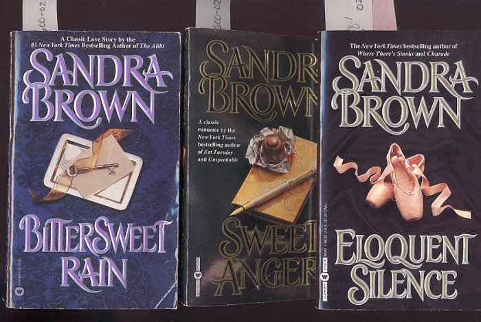 Lot of 3 Sandra Brown - Sweet Anger, Bittersweet Rain, Eloquent Silence PB