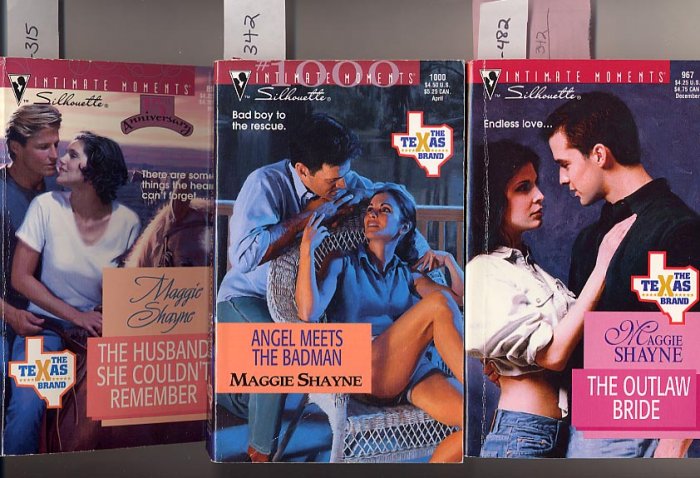 Lot of 3 Maggie Shayne - Outlaw Bride, Angel, Husband She Couldn't Remember PB