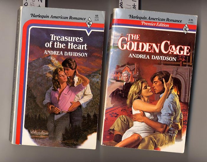 Lot of 2 Andrea Davidson Golden Cage, Treasures of the Heart Harlequin American PB