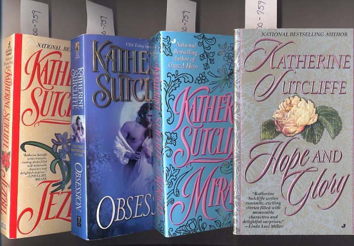 Lot of 4 Katherine Sutcliffe Miracle, Obsession, Jezebel, Hope and Glory PB