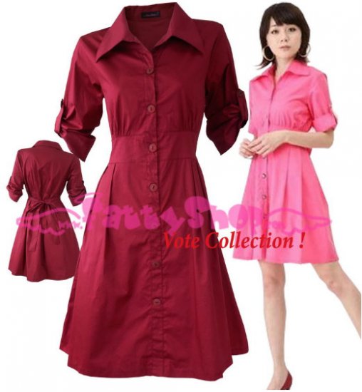 XXL*RED*Dress ((VOTE Collection)) Tie knot behind Cotton+Spendex Side 1F 42 inch chest*FREE SHIP!!