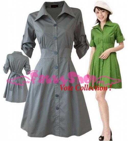 XXL*GRAY*Dress ((VOTE Collection)) Tie knot behind Cotton+Spendex 1F 42 inch chest*FREE SHIP!!