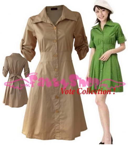 XXXXL*BROWN*Dress ((VOTE Collection)) Tie knot behind Cotton+Spendex Size3F 50" chest*FREE SHIP!!
