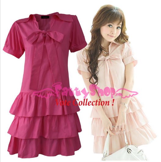 XXL*PINK*Dress ((VOTE Collection)) 3step drain+neck knot Cotton Com 1F 42 inch chest*FREE SHIP!!