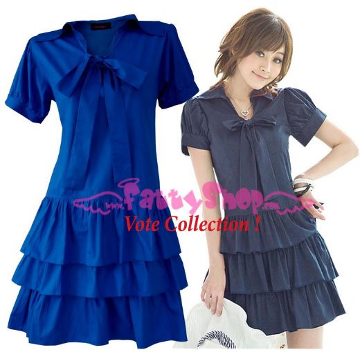 XXXL*BLUE*Dress ((VOTE Collection)) 3step drain+neck knot Cotton Com 2F 46 inch chest*FREE SHIP!!