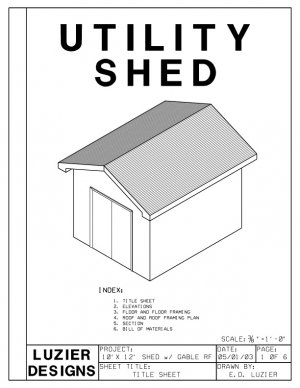 10' x 12' Shed with gable roof building plans blueprints