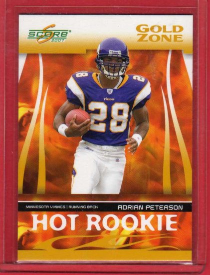 2007 SCORE ADRIAN PETERSON GOLD ZONE HOT ROOKIES 029/600 w/FREE SHIPPING!