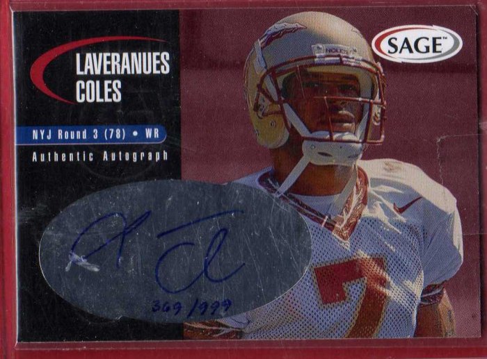 2000 SAGE LAVERANUES COLES AUTOGRAPH 369/999 w/FREE SHIPPING!