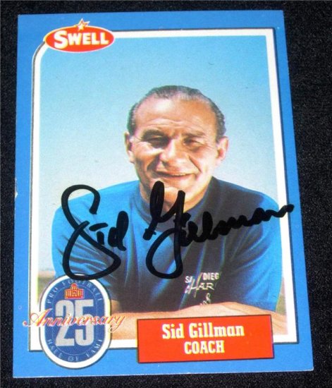 1988 SWELL SID GILLMAN AUTOGRAPH w/FREE SHIPPING!