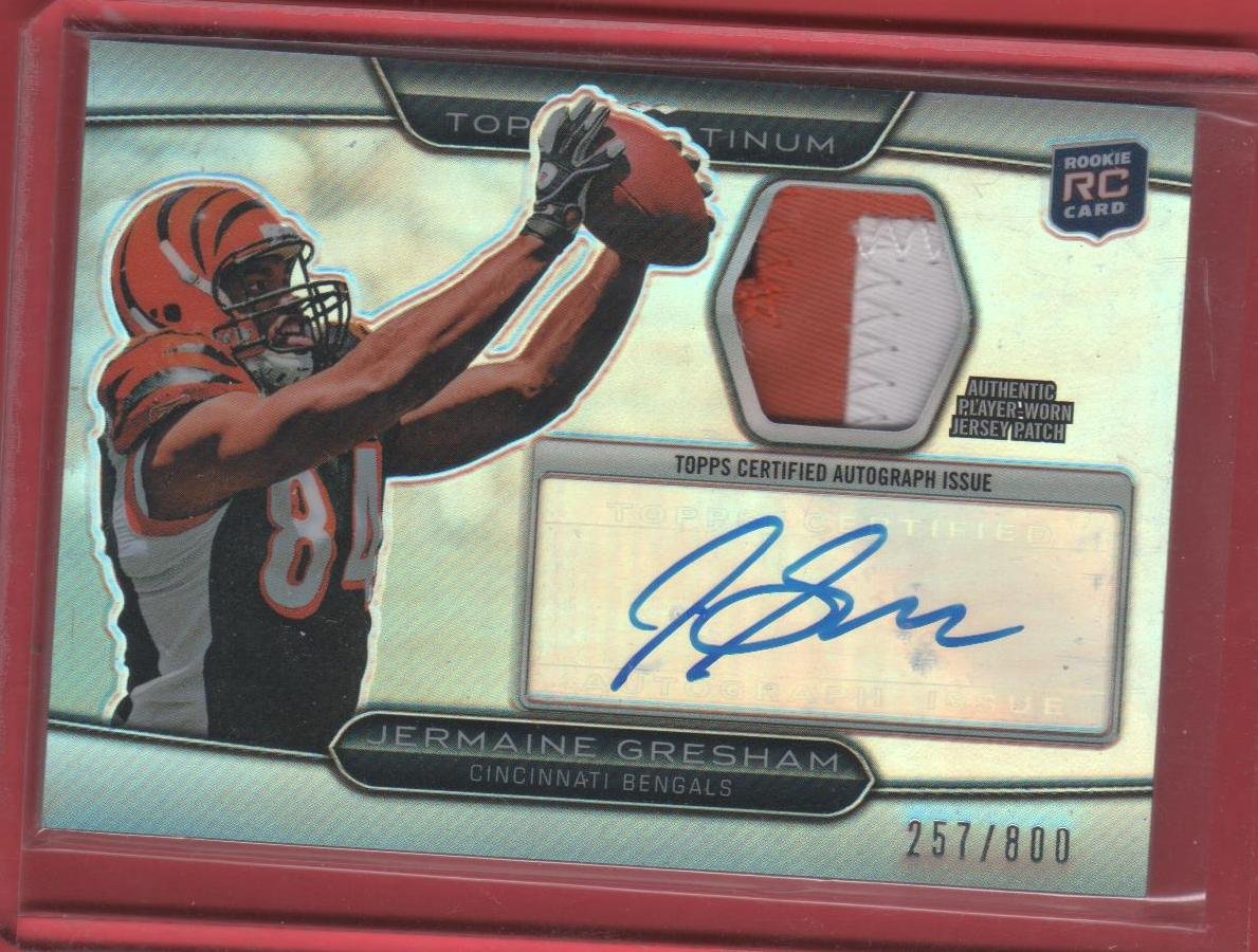2010 Topps Platinum Jermaine Gresham 3 color patch/Auto 257/800