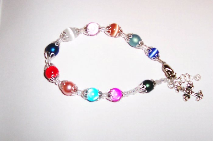 rainbow rosary bracelet