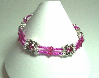 Fushia Crystal Stretch Bracelet