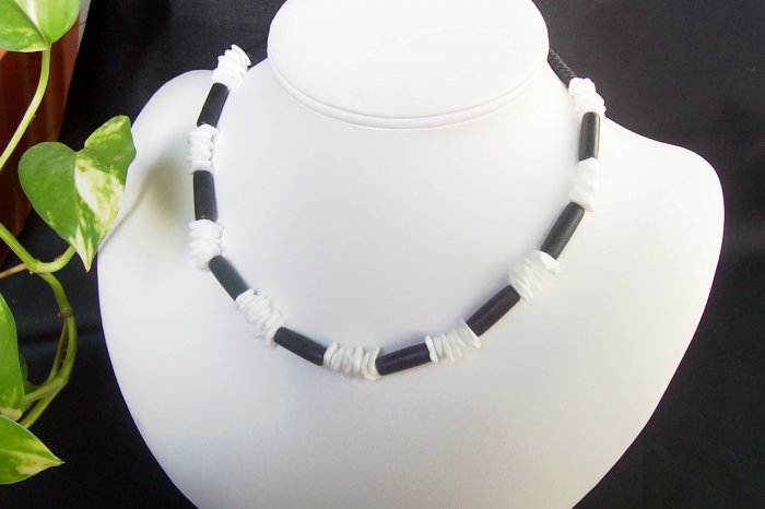 Black and White Puka Shell Necklace