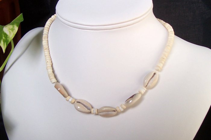 Natural Puka and Cowrie Shell Necklace