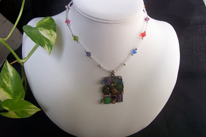 Rainbow Collage Necklace
