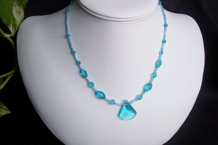 Turquoise Glass Necklace with Focal