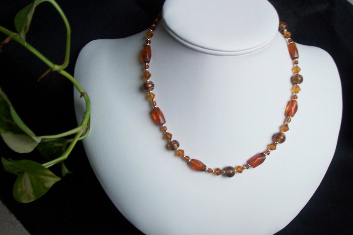Brown and Topaz Glass Necklace