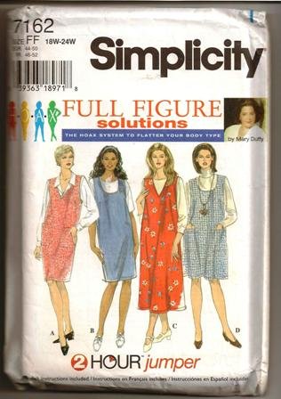 Simplicity Sewing Pattern 7162 Full Figure 18W-24W Woman’s Jumper Dated 1996
