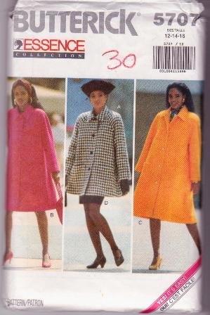 Butterick Essence Sewing Pattern 5707 Misses Coat Top Skirt Outfit Sizes 12 to16 Uncut Dated 1991