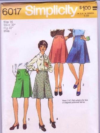 Simplicity Uncut Sewing Pattern 6017 Vintage1973 Misses / Woman’s Skirts Size 16