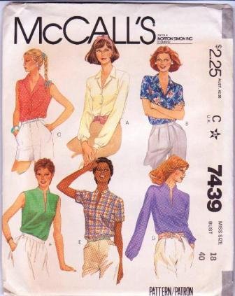 McCall’s Sewing Pattern 7439 Misses Shirts / Blouses Vintage 1981 Uncut Size 18 Bust 40