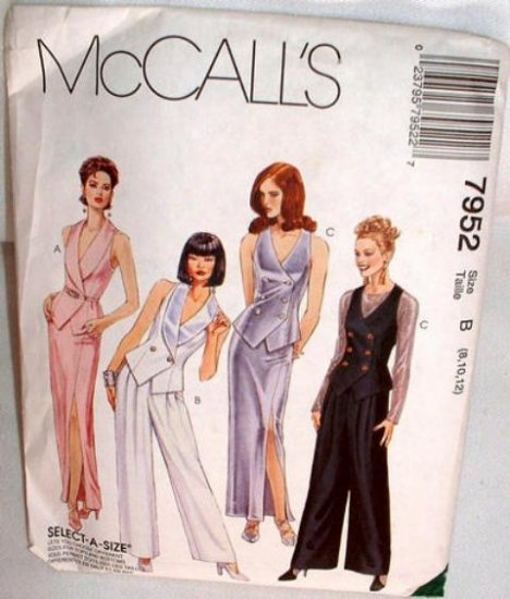 McCall’s 7952 Evening Ensemble Elegant Vest Skirt Pants Sizes 8-10-12 Sewing Pattern 1995
