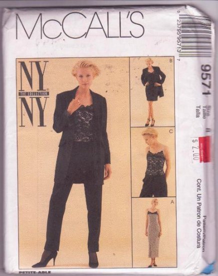 McCall’s Pattern 9571 NY The Collection Uncut Lined Jacket Dress Top Pants Size 8