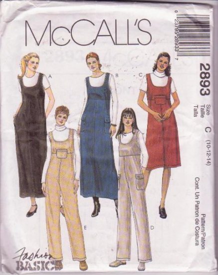 McCall's 2893 Pattern Misses' Miss Uncut Petite Jumper Jumpsuit Two Lengths Sizes 10 to 14