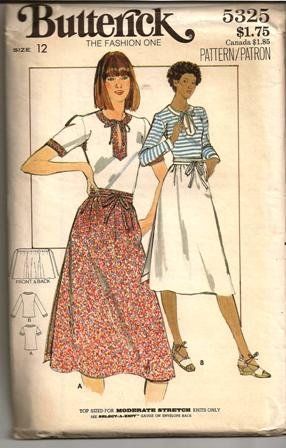 Butterick 5325 Sewing Pattern Misses Wrap Skirt w/ Top Size 12 Uncut